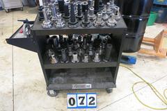 Huot Super Scoot 50 Taper Tool Cart Loaded with 48 Cat 50 Taper Tool Holders, Many ER32 Collet Holders and 5 Taper Tool Vise