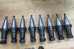 (8) Valenite V40CT4/57860/4 DA180 Collet Style Cat 40 Tool Holders with Approx (28) Assorted DA180 Collets