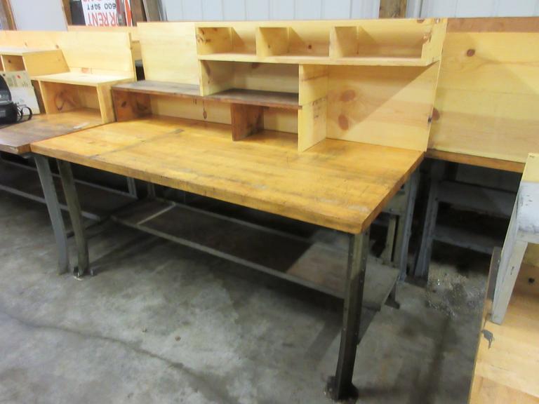 Maple Top Lyon Work Bench with Upper and Lower Shelf 