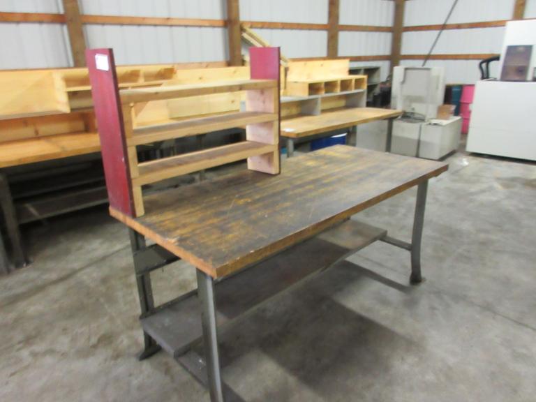 Maple Top Lyon Work Bench with Upper and Lower Shelf 