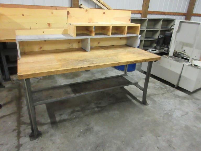 Maple Top Lyon Work Bench with Upper and Lower Shelf 