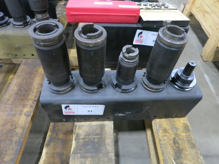 Cat 40 Taper Tool Holders (5) with Tool Rack, Tap Drivers