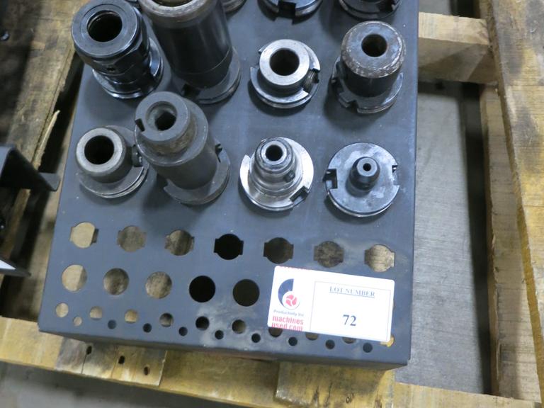 (12) Cat 40 Taper Tool Holders with Tool Rack, Including: End Mill Holders, Tap Drivers,Shell Mill Driver