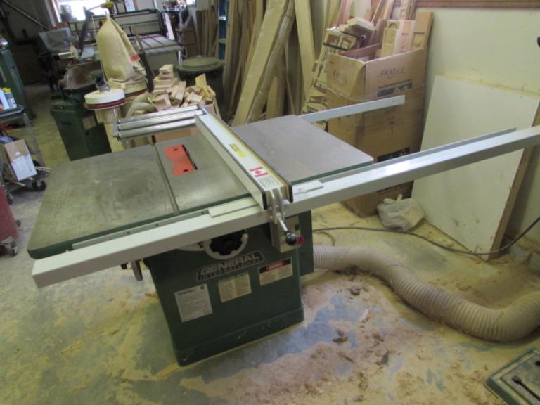 General International Model 50-375 10" Table Saw.  10" Blade Capacity, 4000RPM, 48"x30" Table, 45-Degree Blade Tilt, Rip Fence with 55" of Travel, Miter Gage, 230V Single Phase Motor