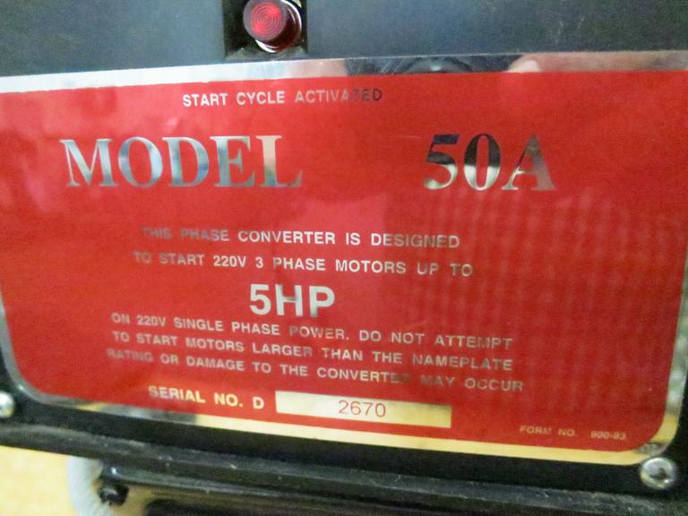 Cedarberg Model 50A Rotary Phase Converter. 5HP Capacity