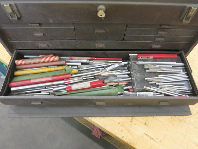 Machines Used Kennedy Tool Box with Contents Alan Wrenches, Drill