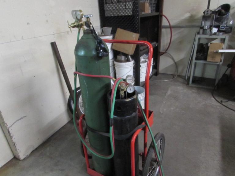 Oxy-Acetylene Torch Set with (3) Torches, Tanks, Hose, Regulators, Cart and More