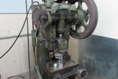 Bliss No. 3 OBI Punch Press.  Flywheel Type, Mechanical Clutch, Approx 30-Ton Capacity, 2" Stroke, 2" Ram Adjustment, 20"x10.5" Bed, 10"x8" Ram, 9" Opening in Back, Dual Palm Buttons, Die, 1.5" Thick Bolster