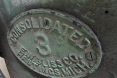 Bliss No. 3 OBI Punch Press.  Flywheel Type, Mechanical Clutch, Approx 30-Ton Capacity, 2" Stroke, 2" Ram Adjustment, 20"x10.5" Bed, 10"x8" Ram, 9" Opening in Back, Dual Palm Buttons, Die, 1.5" Thick Bolster