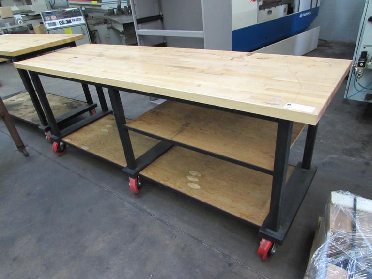 Rolling Work Bench with 1 3/4" Thick Solid Wood Top