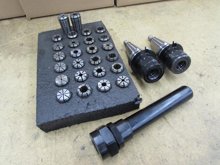 (2) TG75 Collet Style Cat 40 Tool Holders, (1) Kennametal TG75 Collet Extension and Assorted TG75 Collets