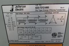 Jefferson Electric 45KVA 3-Phase Transformer