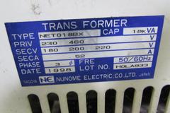 Nunome Electric 18KVA 3-Phase Transformer