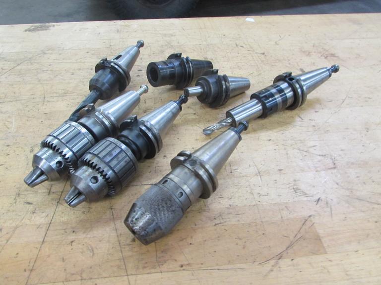 (7) Assorted Cat 40 Tool Holders Including (3) with Drill Chucks