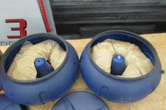 (2) Bowls with Media for Eastwood Vibratory Deburring Machines