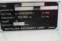 Matsuura MC-500V2 CNC Vertical Machining Center with Tsudakoma Programmable 4th Axis Rotary Table