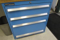 Bott/Kennedy Metal Frame Maple Top Bench w 4 Drawers and Upper Shelf