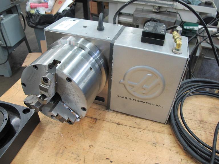 Haas HRT-A6 Brushless Drive Rotary Table with Cables and Interface, 8.25" 3-Jaw Chuck, Sigma-1 Servo Motor, A1-6 Spindle Nose Mount, 16C Air Collet Closer.