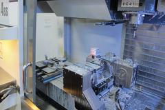 Haas VF-4SS 5-Axis CNC Vertical Machining Center with Haas TR160Y Compact Trunnion Table, 1000PSI Through Spindle Coolant, Renishaw Probing System, and High Speed Machining.