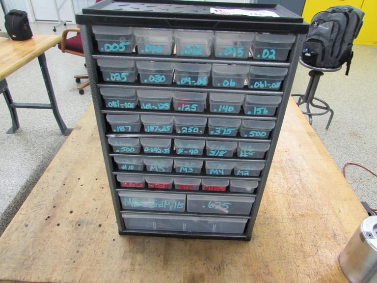 Multi-Drawer Organizer with Contents of Carbide End Mills, Taps, Countersinks and More