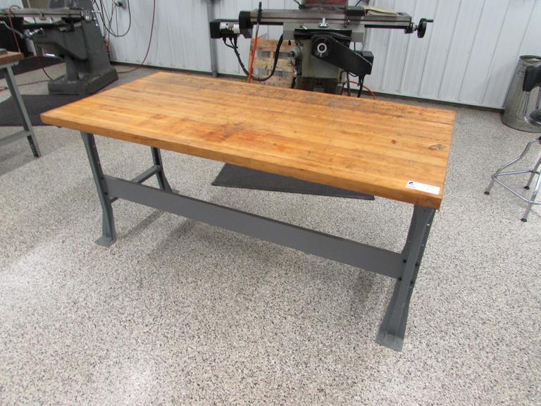 Metal Frame Bench with 1-3/4" Thick Solid Wood Top