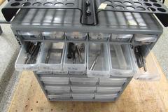 Carbide End Mills, Taps, (2) Big Bear ER20 Collet Racks and More in Multi-Drawer Organizer