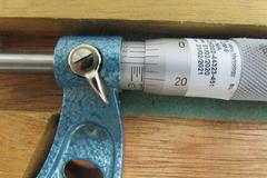 Fowler 1-2" .0001" Blade Micrometer with Ratchet Thimble and Wooden Case