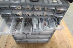 Carbide End Mills, Taps, (2) Big Bear ER20 Collet Racks and More in Multi-Drawer Organizer