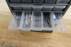 Multi-Drawer Organizer with Contents of Carbide End Mills, Taps, Countersinks and More