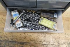 Multi-Drawer Organizer with Contents of Carbide End Mills, Taps, Countersinks and More