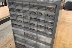 Carbide End Mills, Taps, (2) Big Bear ER20 Collet Racks and More in Multi-Drawer Organizer