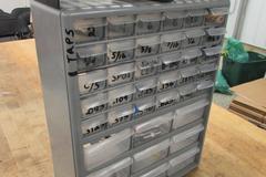 Carbide End Mills, Taps, (2) Big Bear ER20 Collet Racks and More in Multi-Drawer Organizer