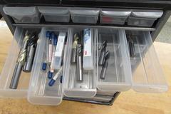 Multi-Drawer Organizer with Contents of Carbide End Mills, Taps, Countersinks and More