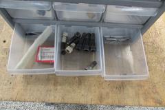 Carbide End Mills, Taps, (2) Big Bear ER20 Collet Racks and More in Multi-Drawer Organizer