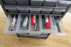 Multi-Drawer Organizer with Contents of Carbide End Mills, Taps, Countersinks and More