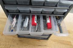 Multi-Drawer Organizer with Contents of Carbide End Mills, Taps, Countersinks and More