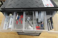 Multi-Drawer Organizer with Contents of Carbide End Mills, Taps, Countersinks and More