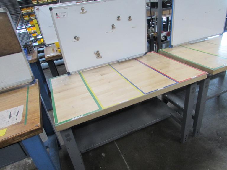 Maple Top Metal Frame Work Bench with White Board