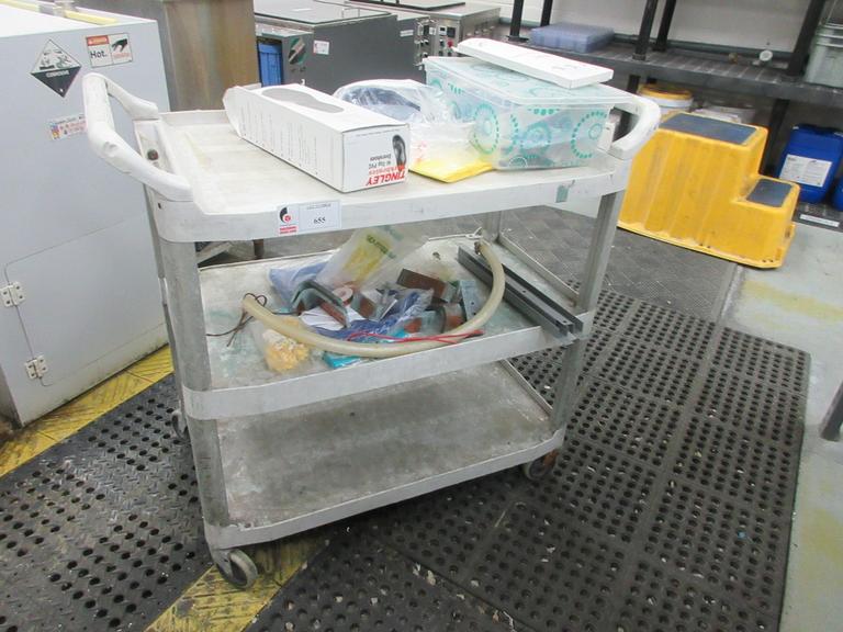 Plastic 3 Shelf Shop Cart -NO CONTENTS