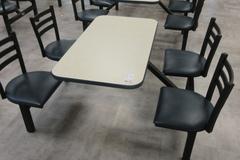 4  Lunchroom Stations - Each With Formica Top Table and Swiveling Upholstered Seat Chairs