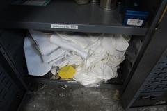 Heavy Duty 2-Door Cabinet with 4" Deep Storage Doors and Contents of Misc Gun Drill Bushings, Filters and More