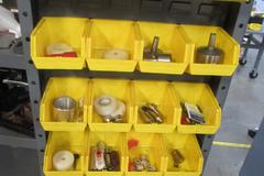 Heavy Duty 2-Door Cabinet with 4" Deep Storage Doors and Contents of Misc Gun Drill Bushings, Filters and More