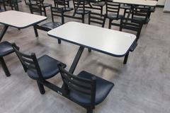 4  Lunchroom Stations - Each With Formica Top Table and Swiveling Upholstered Seat Chairs