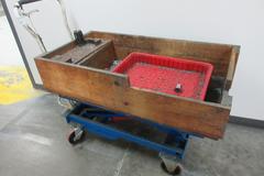 GS Scissor Die Lift Cart with Wood Crate Attached -1,650 Lb Capacity