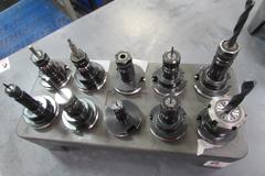 (10) Collet Style Cat 40 Tool Holders with Rack