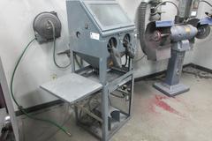 Trinco Model 20/88-ST Sand Blast Cabinet with Power Parts Rotation Fixture, Gloves, Mounted Blast Gun, Foot Trip