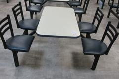 4  Lunchroom Stations - Each With Formica Top Table and Swiveling Upholstered Seat Chairs