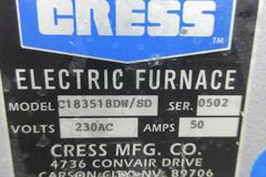 Cress Electric Tempering Furnace, 1,250 Degree F Capacity, 18" x 35" x 18" Chamber, LED Controls