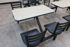 4  Lunchroom Stations - Each With Formica Top Table and Swiveling Upholstered Seat Chairs