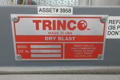 Trinco Model 20/88-ST Sand Blast Cabinet with Power Parts Rotation Fixture, Gloves, Mounted Blast Gun, Foot Trip